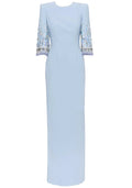 Embellished Sleeves Maxi Dress Light Blue