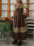 Warm Brown & Gold Floral Patchwork Apron