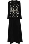 Long Sleeve Crystal Detail A Line Maxi Dress Black