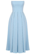Strapless A Line Midi Dress Blue