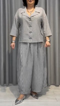 Grey Striped Linen-Blend Co-Ord Set