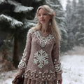 Women's Christmas Celtic Knot Snowflake Pink V-neck Sweater