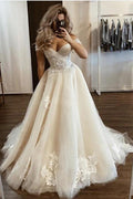Daisda Classy A-line Off-the-shoulder Wedding Dress With Tulle Lace
