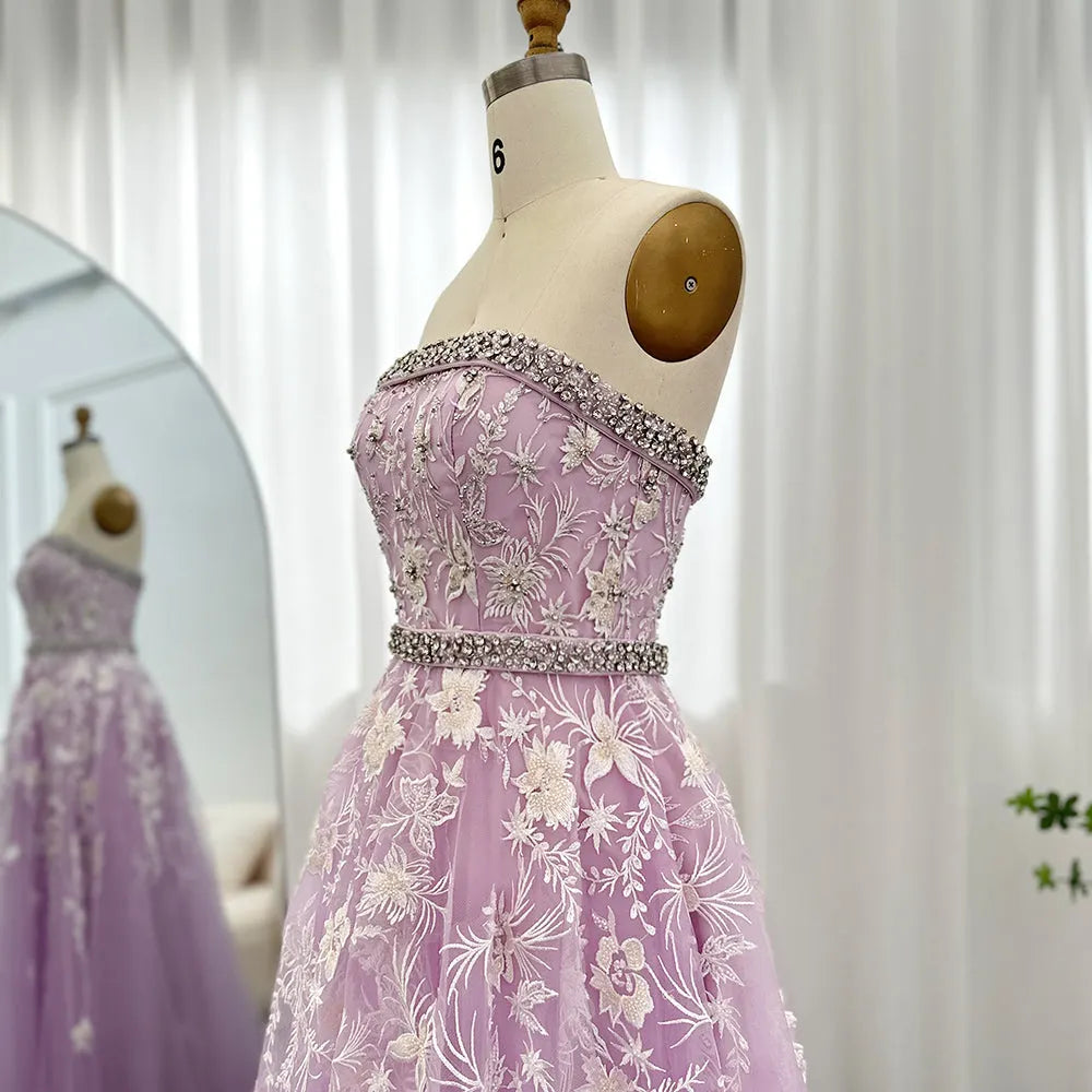 Dreamy Vow Olive Green Luxury Dubai Evening Dresses for Women Wedding Party Elegant Arabic Strapless Formal Prom Gowns 380