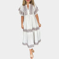 Embroidered Boho Midi Dress