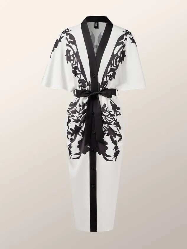 Elegant Floral Printing V Neck Midi Dress With Belt