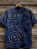 Vintage Japanese Geometric Dots Abstract Spots Linen Shirt