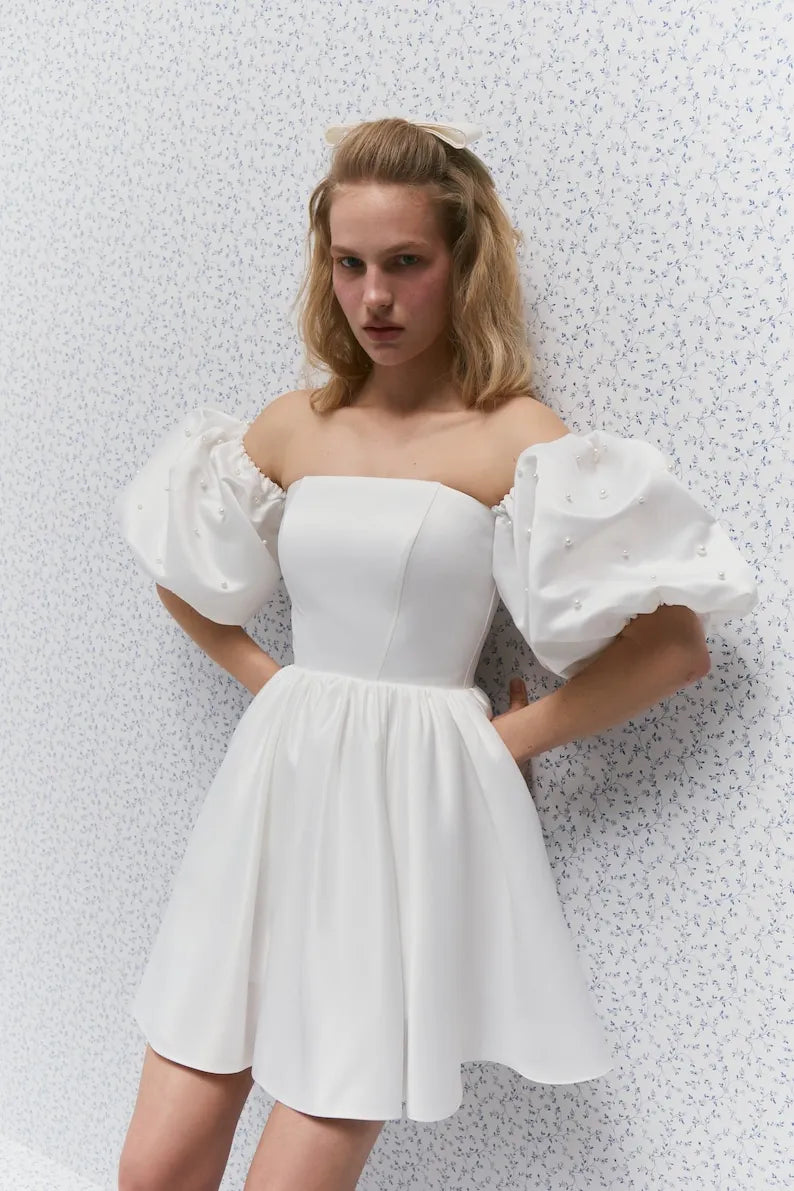 Penelope Dress, Elopement Dress, Bridal Shower Dress, Short Wedding Dress, Rehearsal dinner Dress