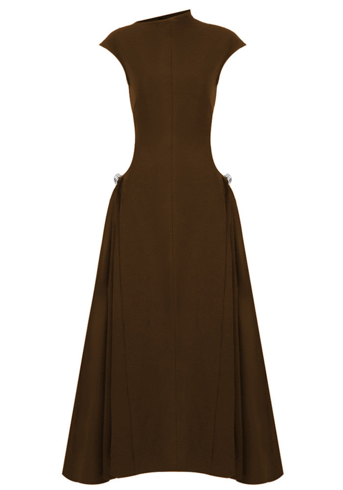 A Line Maxi Dress Brown