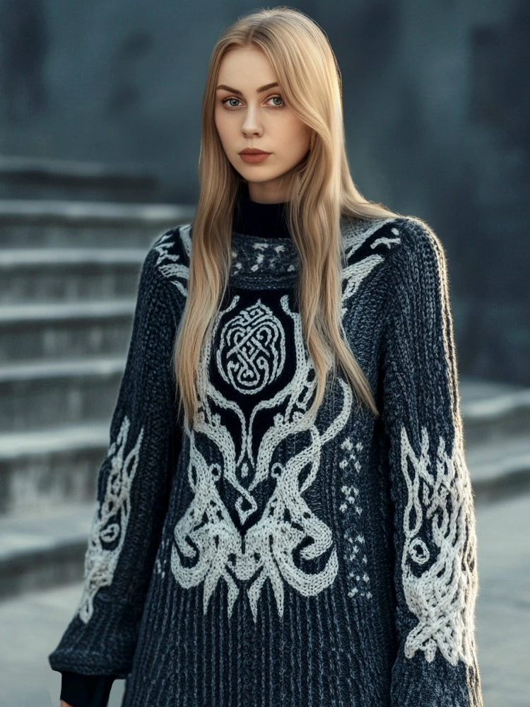 Vintage Tribe Totem Women's Crew Neck Long Sweater