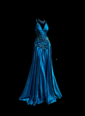 Elegant V-neck Sheath Long Prom Dresses Satin Blue Evening Dresses