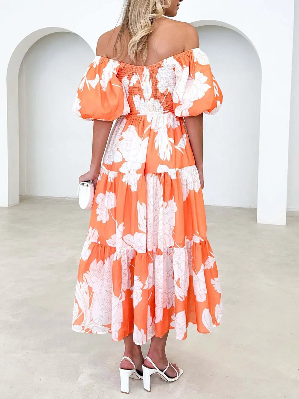 Unique Floral Print Patchwork Up Pleated Maxi Dress