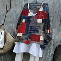 Japanese Sashiko Art Stitched Linen Blend Tunic