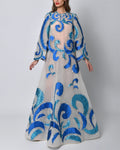 Women's Round Neck Long Sleeve Sequined Evening Dress