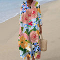 Women's Vintage Flowers Art Print Casual Dress