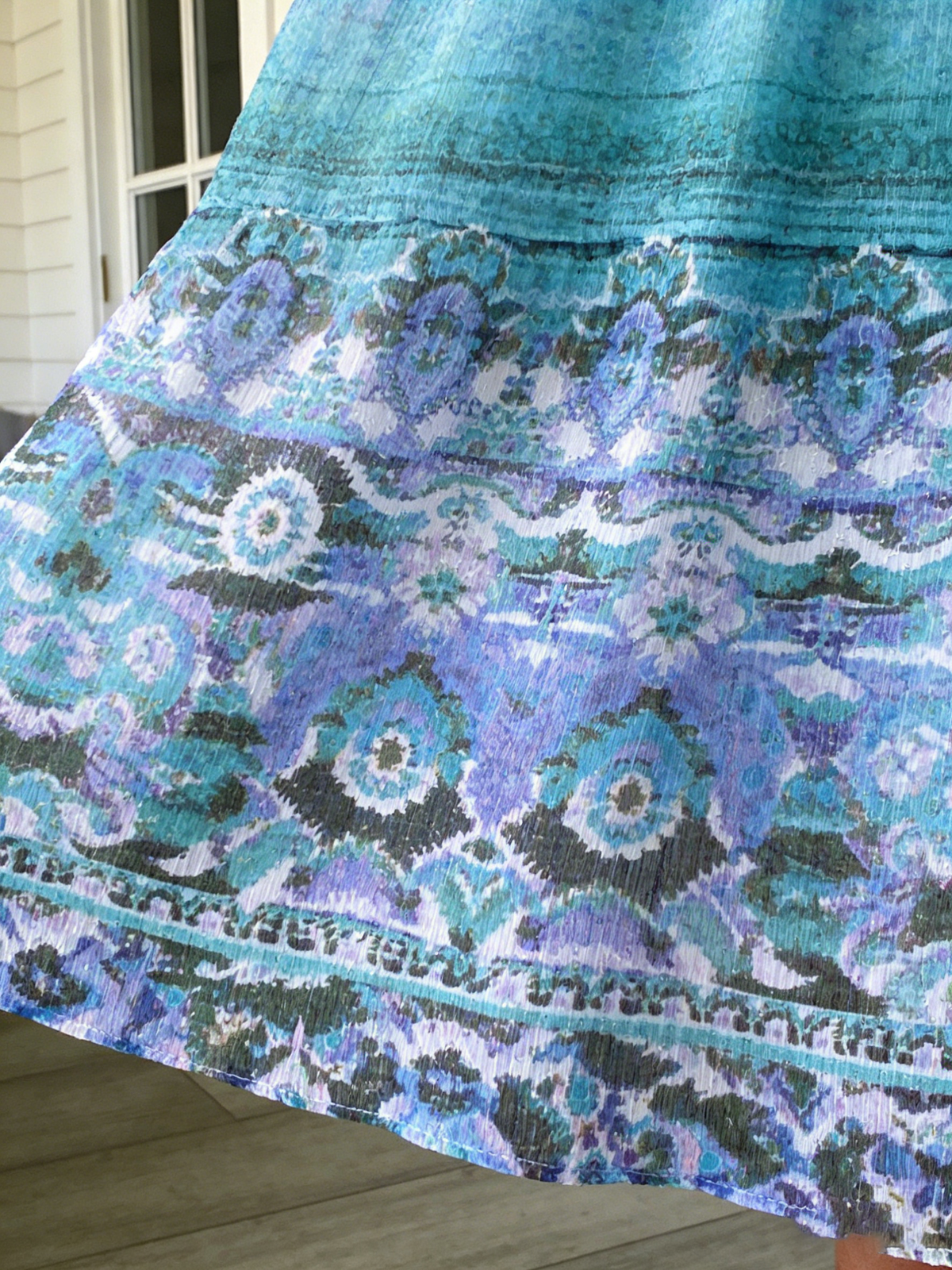 Floral Print Loose Round Neck Sleeveless Shuttle Medium and Long Dress