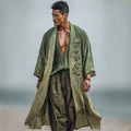 Men's Japanese Bamboo Gradient Flowy Linen Long Kimono