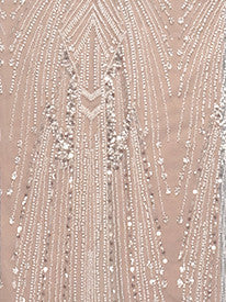Crystal Pearl Sequin Maxi Dress Nude