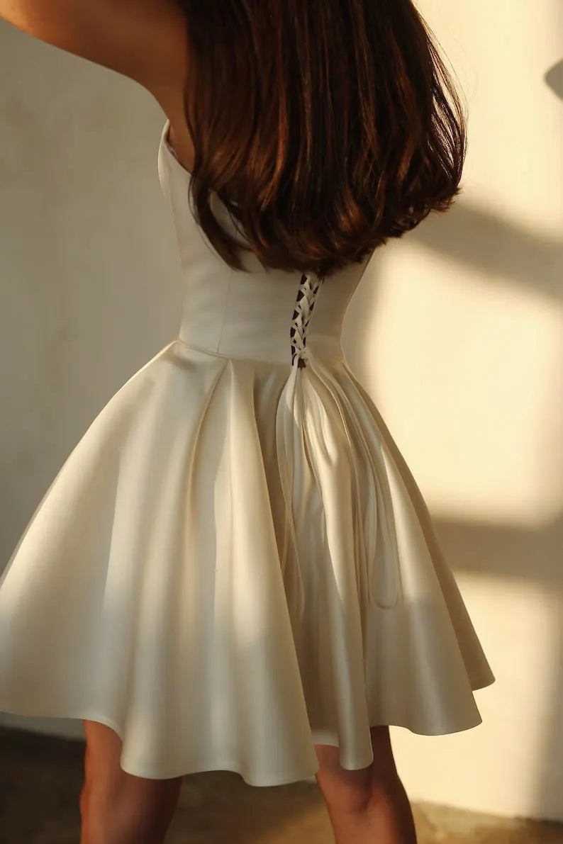 Emily Dress, Satin short dress, short wedding dress