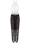 Pearl Sequin Tassel Maxi Dress White Black