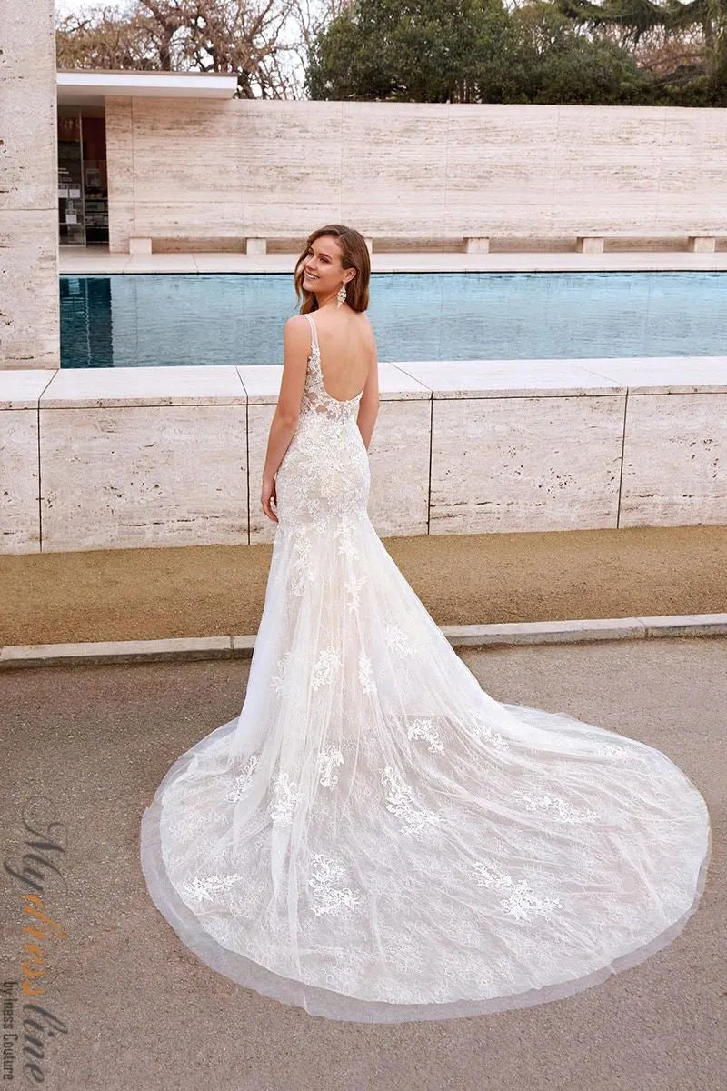 Alyce 7029 elegant lace plunging wedding dress