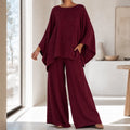 Lunavia – Women's Flowy Batwing Top and Wide-Leg Pants Set