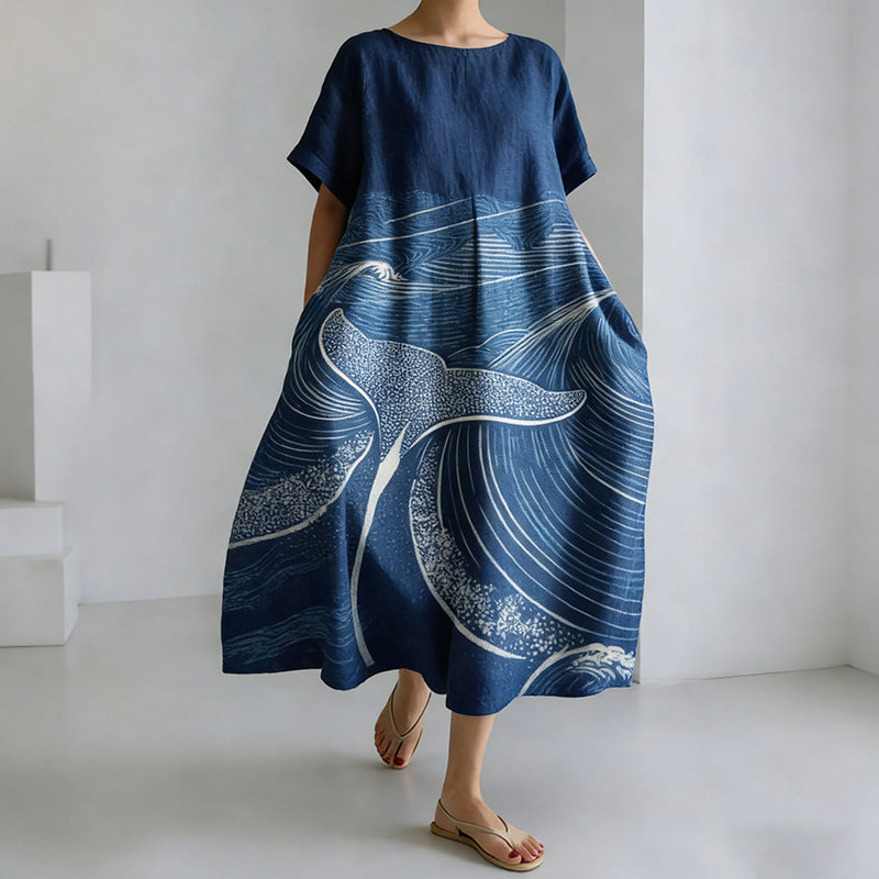 Women's Japanese-style Ocean Print Casual Dress