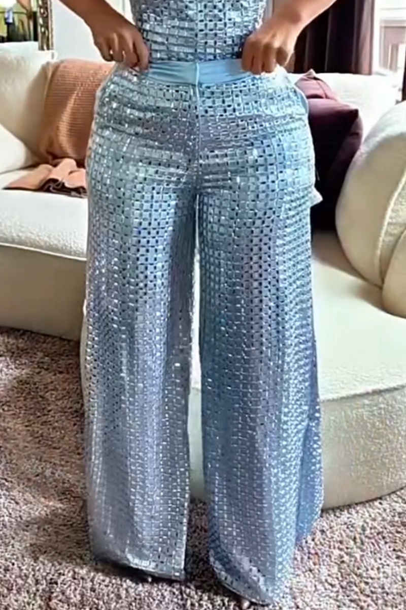 Women Suspender Hot Diamond Top + Pants Sexy Casual Suit