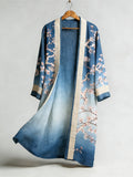 Retro Printed Art Linen Gradient Kimono