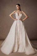 Fully embroidered sleeveless wedding dress