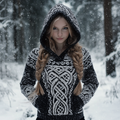 Women's Viking Totem Celtic Knot Vintage Pocket Hooded Sweater