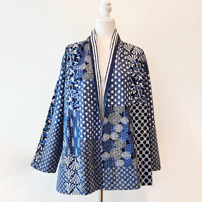 Japanese Style Kantha Quilted Splicing Kimono