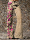 Ethnicity Doodle Love Women's Print Casual Wide Leg Pants