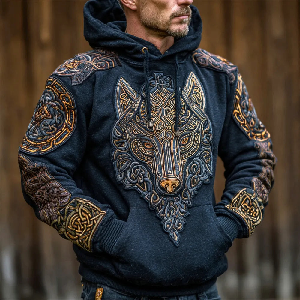 Viking Fenrir Wolf Totem Men's Hooded Sweatshirt