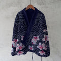 Japanese Cherry Blossom Line Embroidery Print Women'S Kimono Cardigan