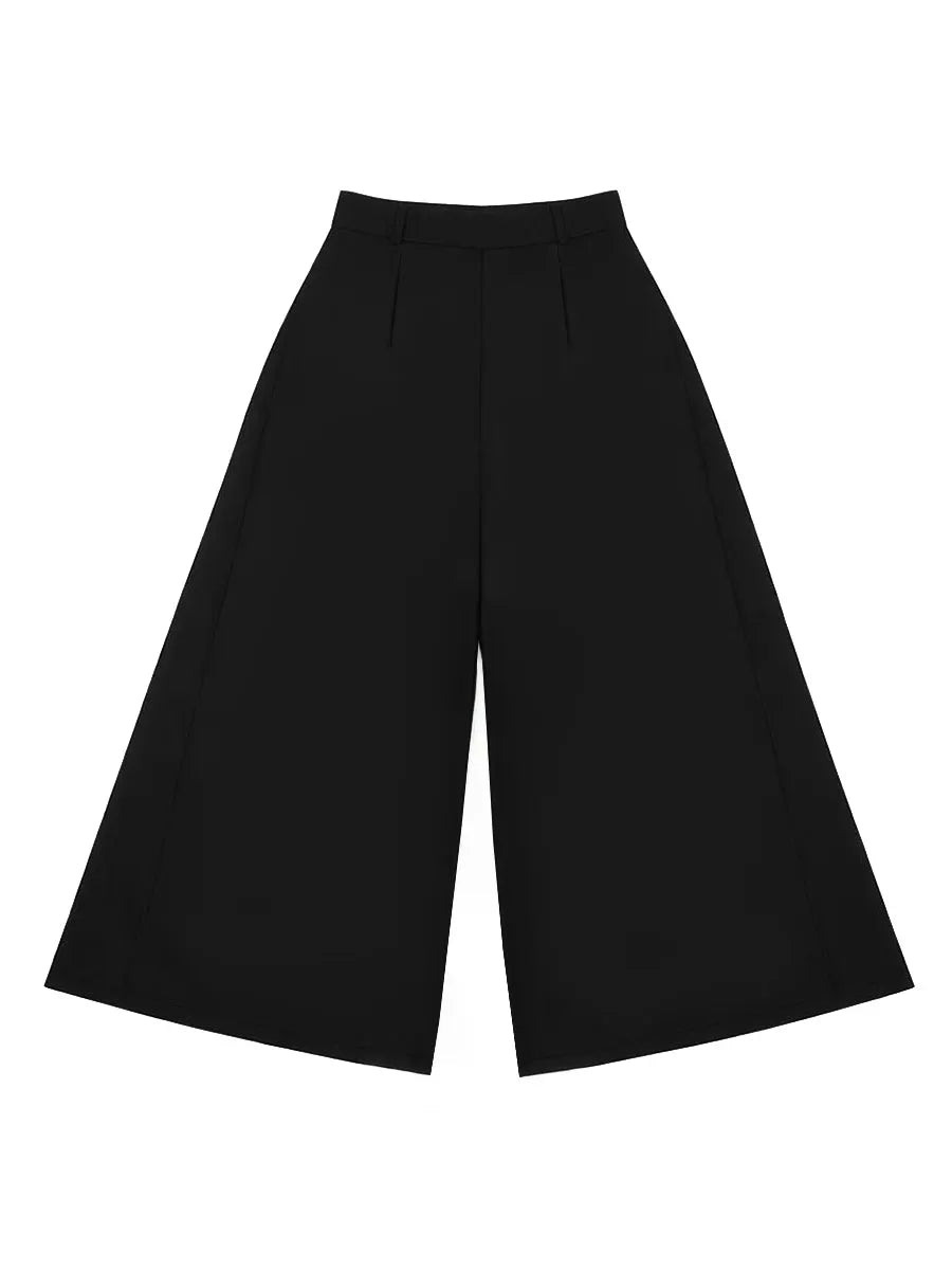 High Waisted Loose Pleated Solid Color Pants