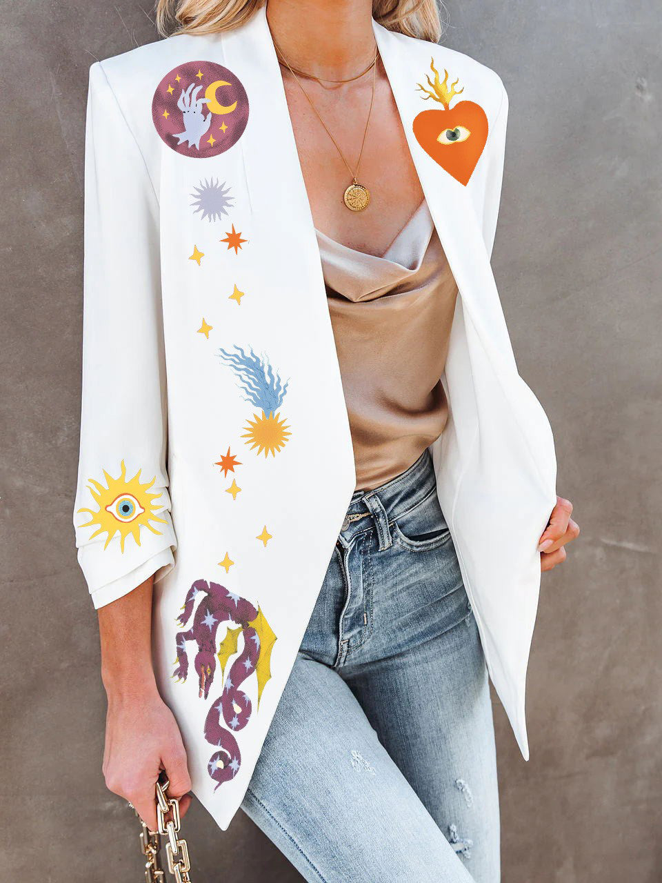 Beautiful Unique Print Long Sleeve Suit Jacket