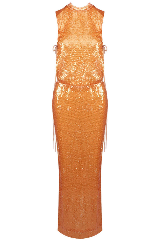 Sequin Maxi Dress Orange
