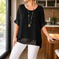 Lunara – Women's Sequin Trim Layered Chiffon Top