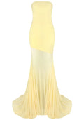 Strapless Mermaid Mesh Maxi Dress Yellow