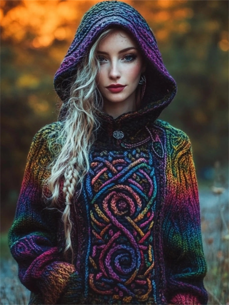 Mystical Galaxy Gradient Celtic Cozy Hooded Sweater