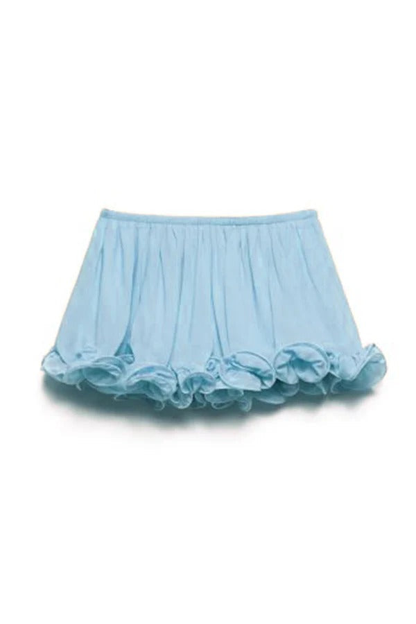 Delicate Romantic Drama Chiffon Wavy Ruffles Elastic Waist Loose Shorts
