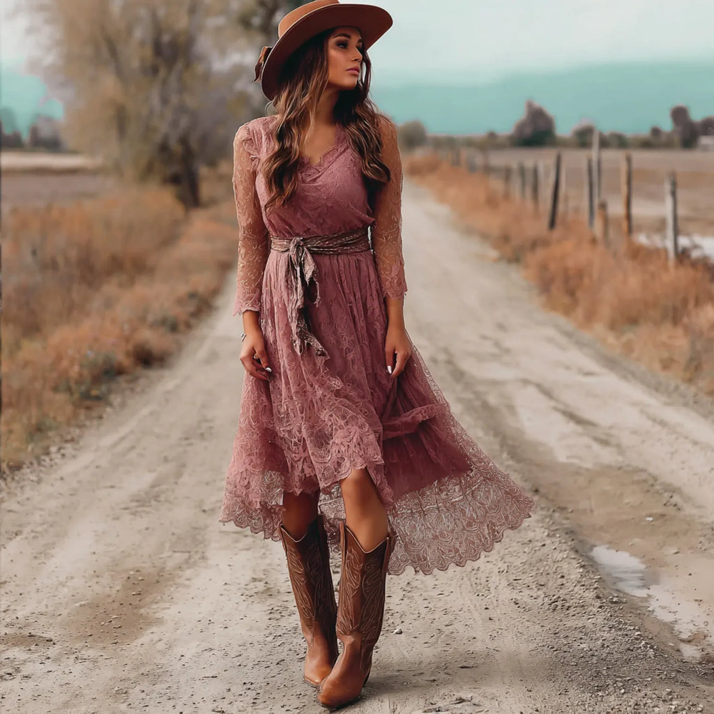 Women's Vintage Bohemian Lace Dress