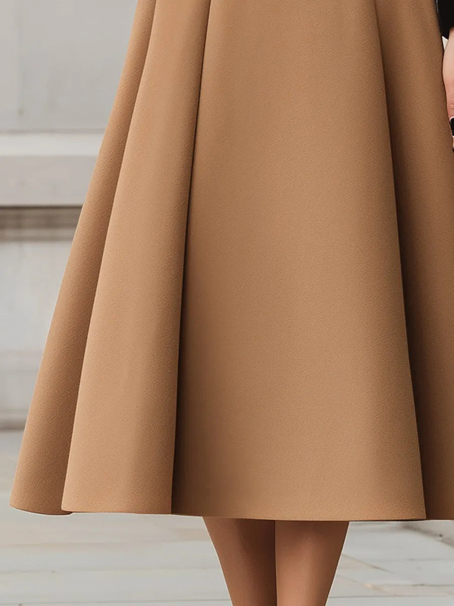 Elegant High-Waist A-Line Midi Skirt