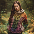 Women's Celtic Knot Design Turtle Neck Ombre Sweater