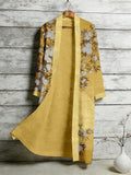 Bright Sunshine Japanese Floral Art Flowy Linen Long Kimono