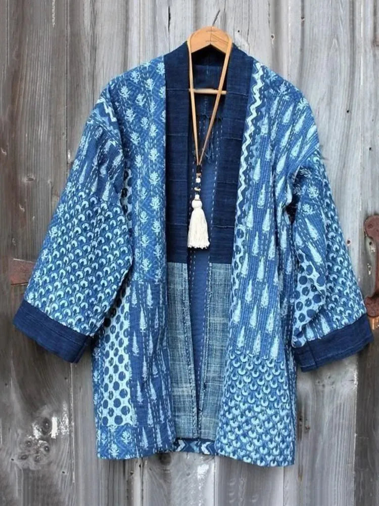 Japanese Style Contrasting Color Design Kimono