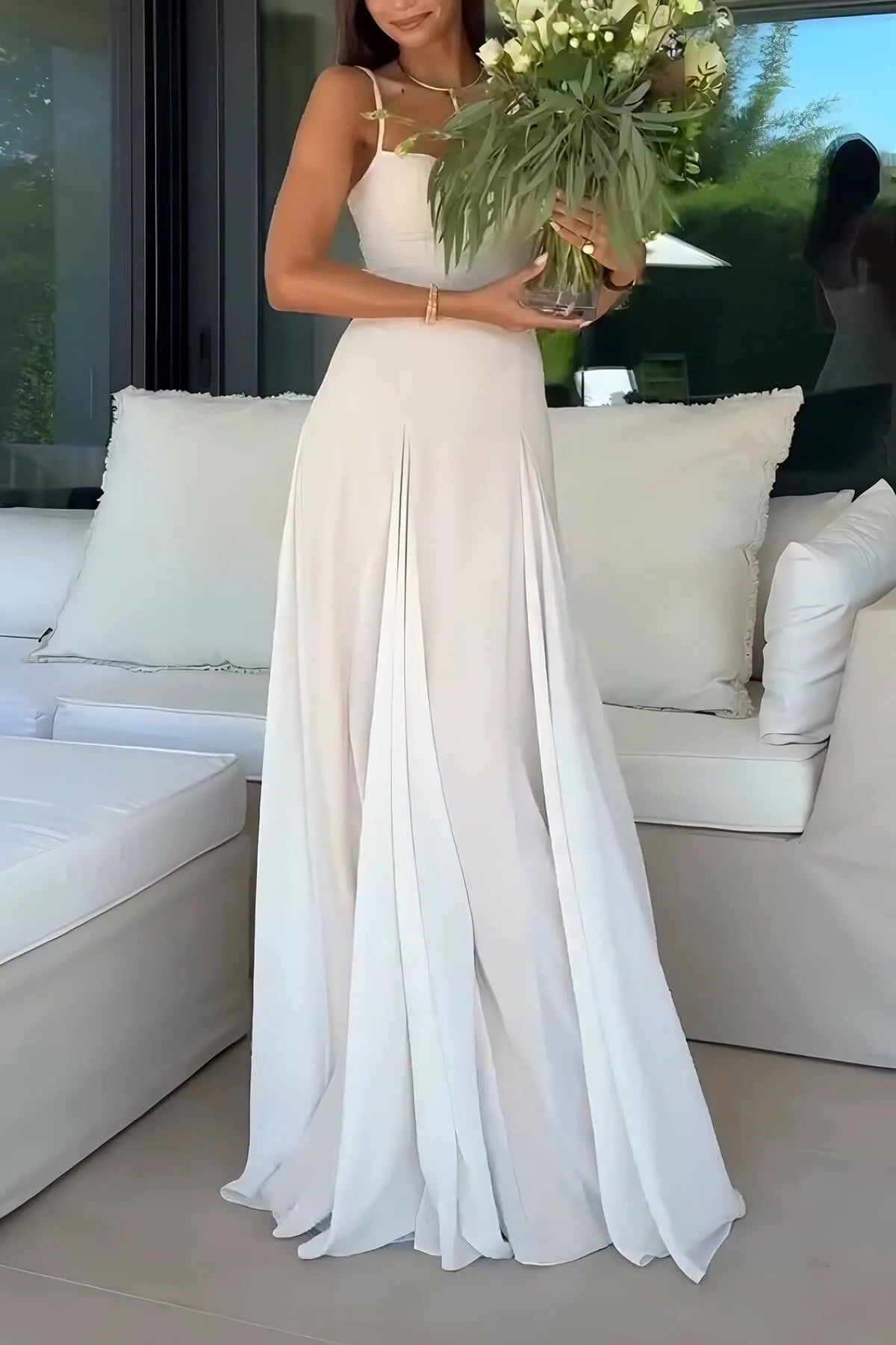 Elegance Panelled Tulle A-line Slip Maxi Dress