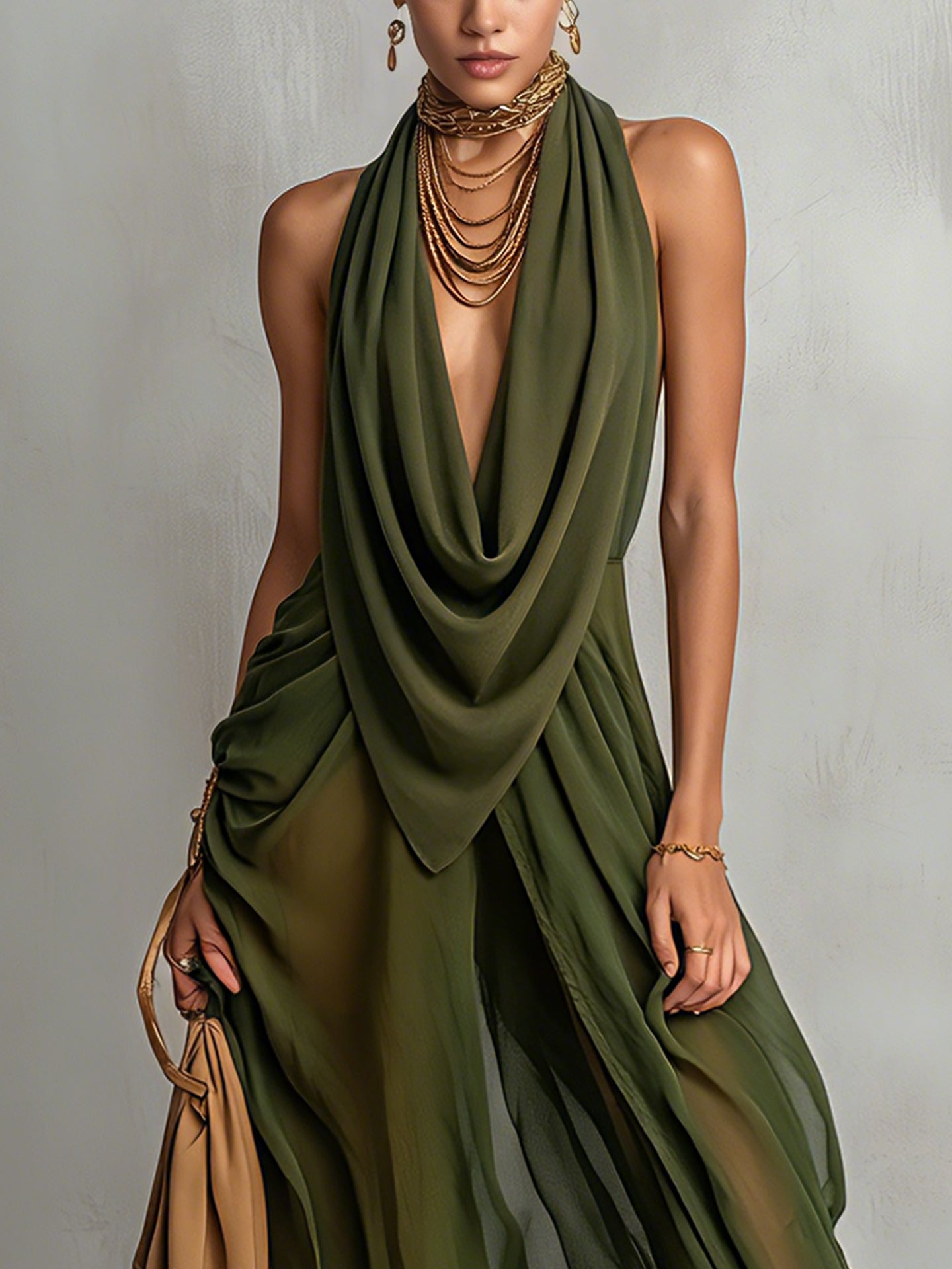 Emerald Drape Chiffon Culotte Jumpsuit
