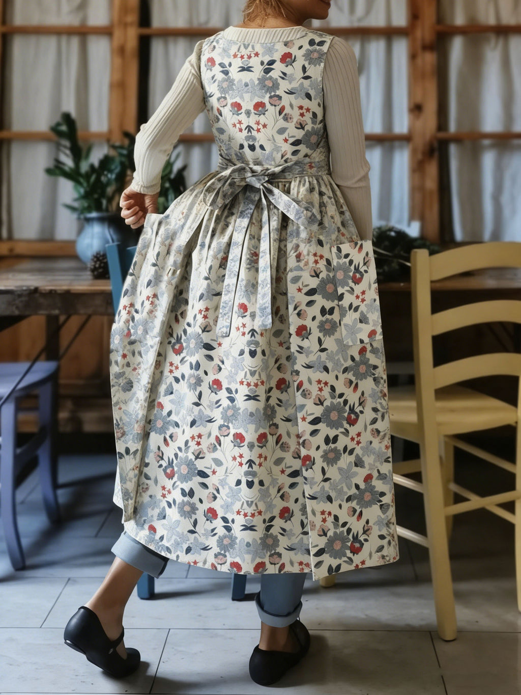 Vintage Floral Print Apron